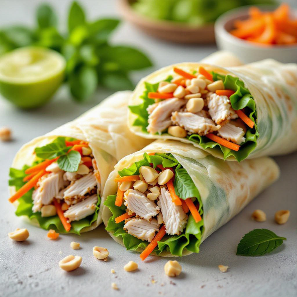 Crunchy Thai Chicken Salad Wraps recipe image