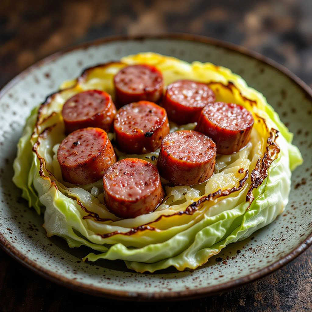Dirty Cabbage with Smoked Turkey Sausages recipe instructions
