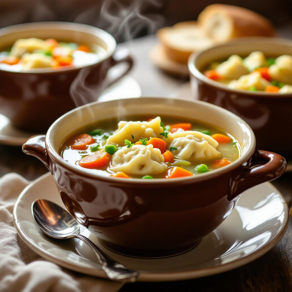 Rustic Homemade Chicken and Dumpling Soup with Vegetables recipe instructions