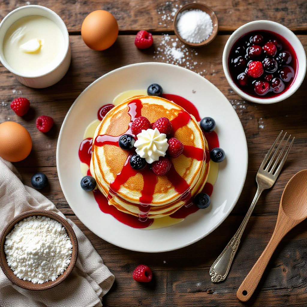 Fluffy Buttermilk Pancakes with Wild Berry Compote recipe image