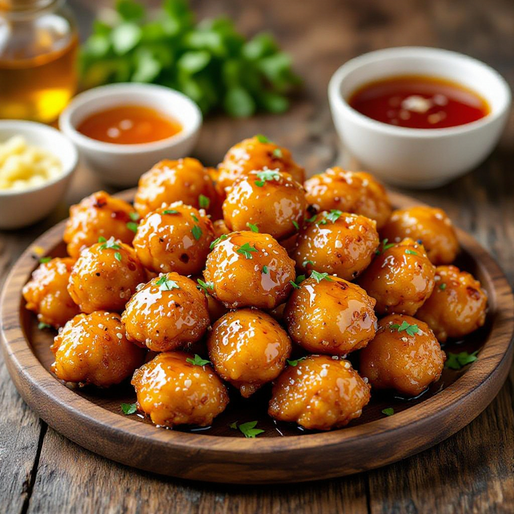 Crispy Honey Garlic Air Fryer Chicken Bites recipe image