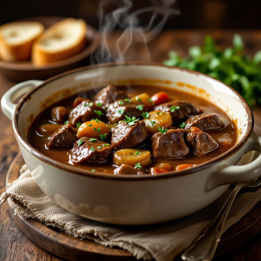 Traditional Slow-Cooker Beef Bourguignon recipe instructions