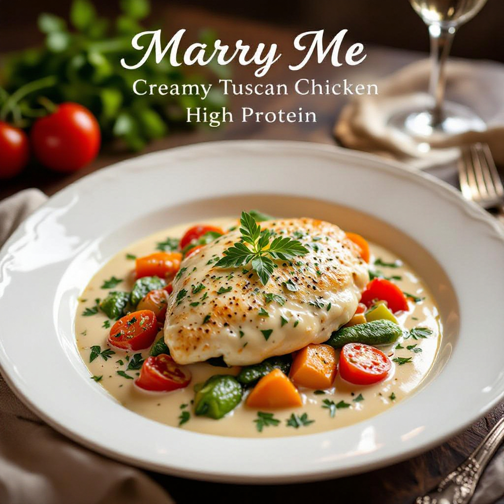 Marry Me Creamy Tuscan Chicken (High Protein) recipe instructions