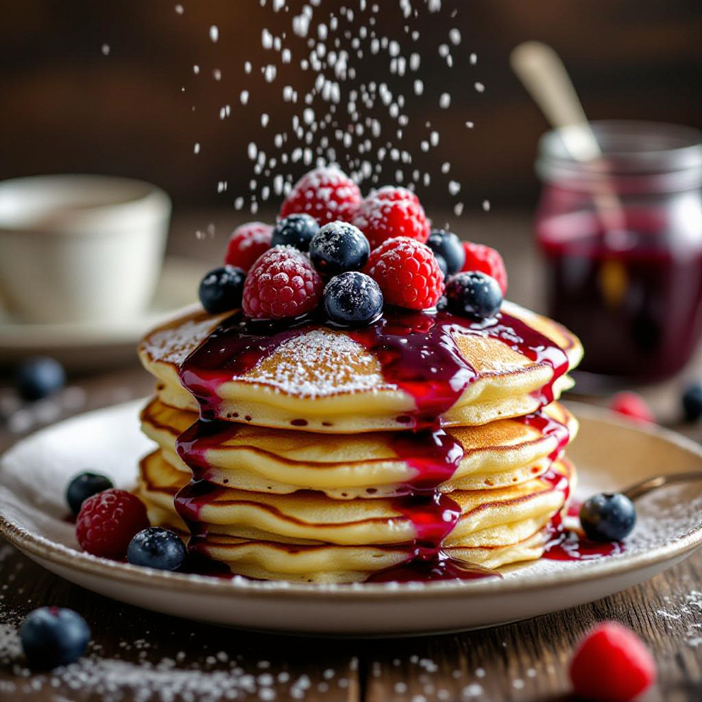 Fluffy Buttermilk Pancakes with Wild Berry Compote recipe instructions